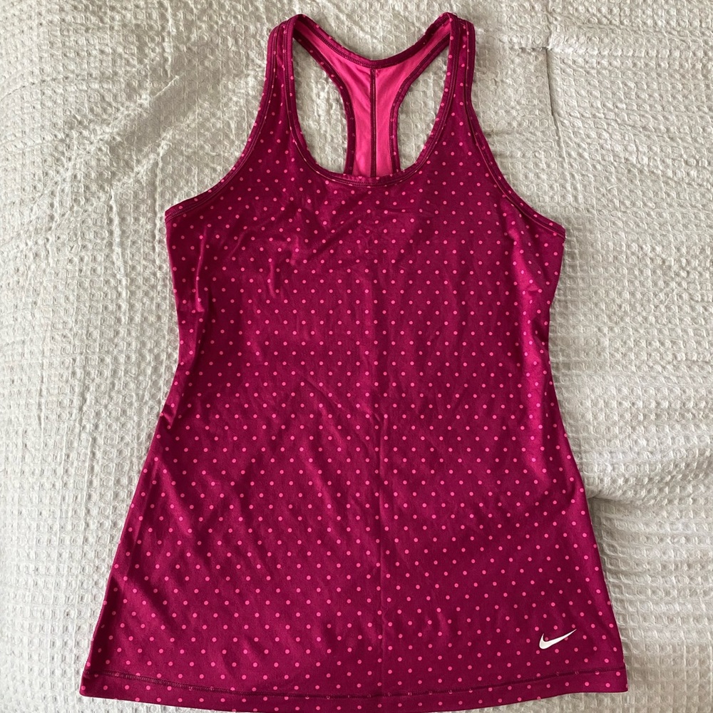 Pink polka dot Nike tank